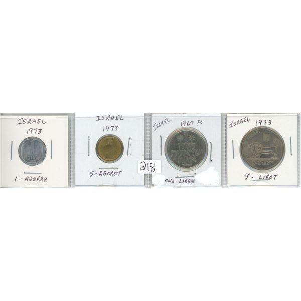 Coins from Isreal - 1 Agorah, 5 Agarot, One Lirah, 5 Lirot