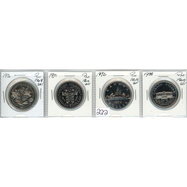 Four nickel dollars, 1970-1973 - all from PL sets