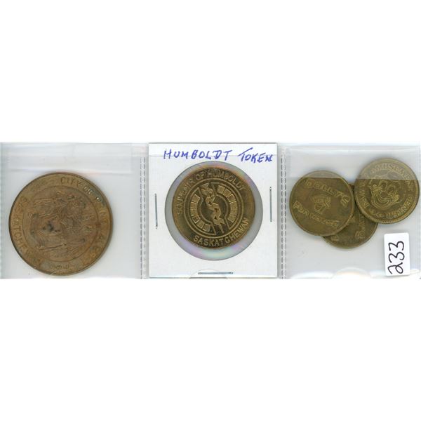 1966 City of P.A., Souvenir og Humboldt & three Dolly's fun house tokens
