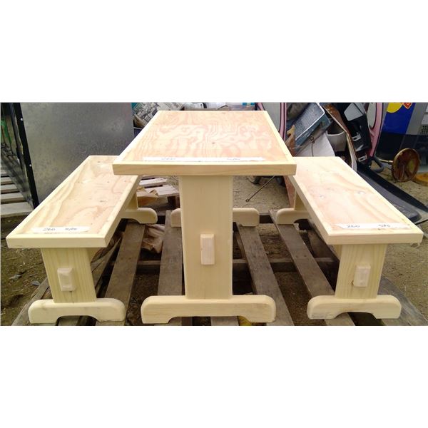 Children's Table (31.5x17.5x19.5) with 2 Benches (31.5x10x11.75)