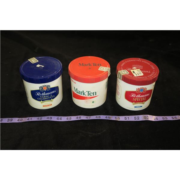 2 Rothmans & 1 Mark Ten Tobacco Containers,