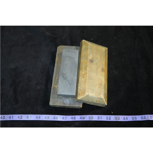Vintage Sharpening Stone With Wood Case