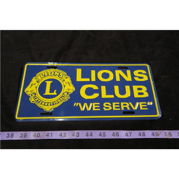 Lions Club Licence Plate