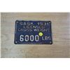 Image 1 : Saskatchewan 1931 Plate "Weight 6000 lbs"