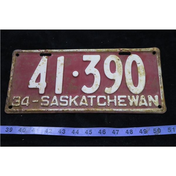 1934 Saskatchwan Plate