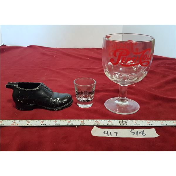 Pepsi Goblet & Shot Glass & Shoe Figurine