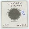 Image 1 : 1936 Canadian 5 Cent Coin