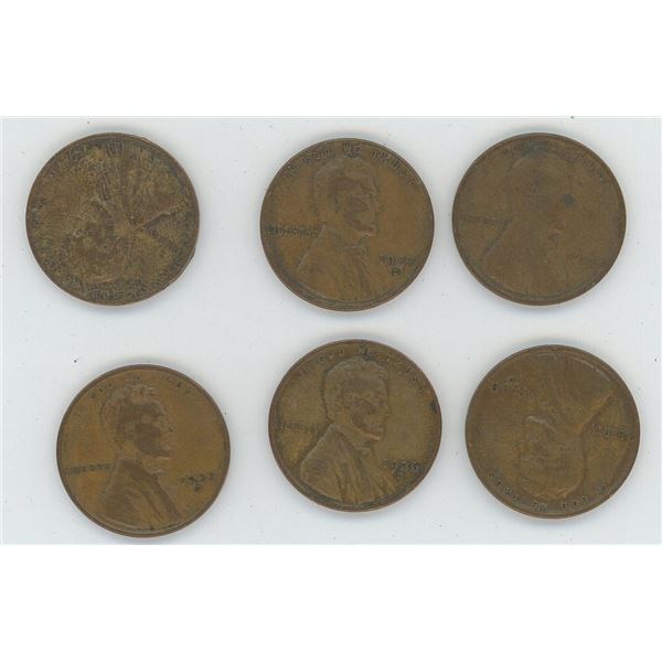 6 X  1936 -1938 United States One Cent Coins