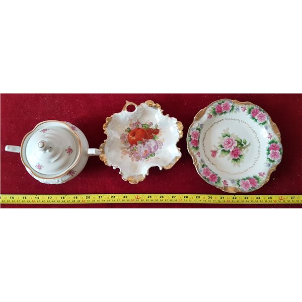 Lot of Decorative Dishes (Japan) & Sugar Bowl (Made In Poland)