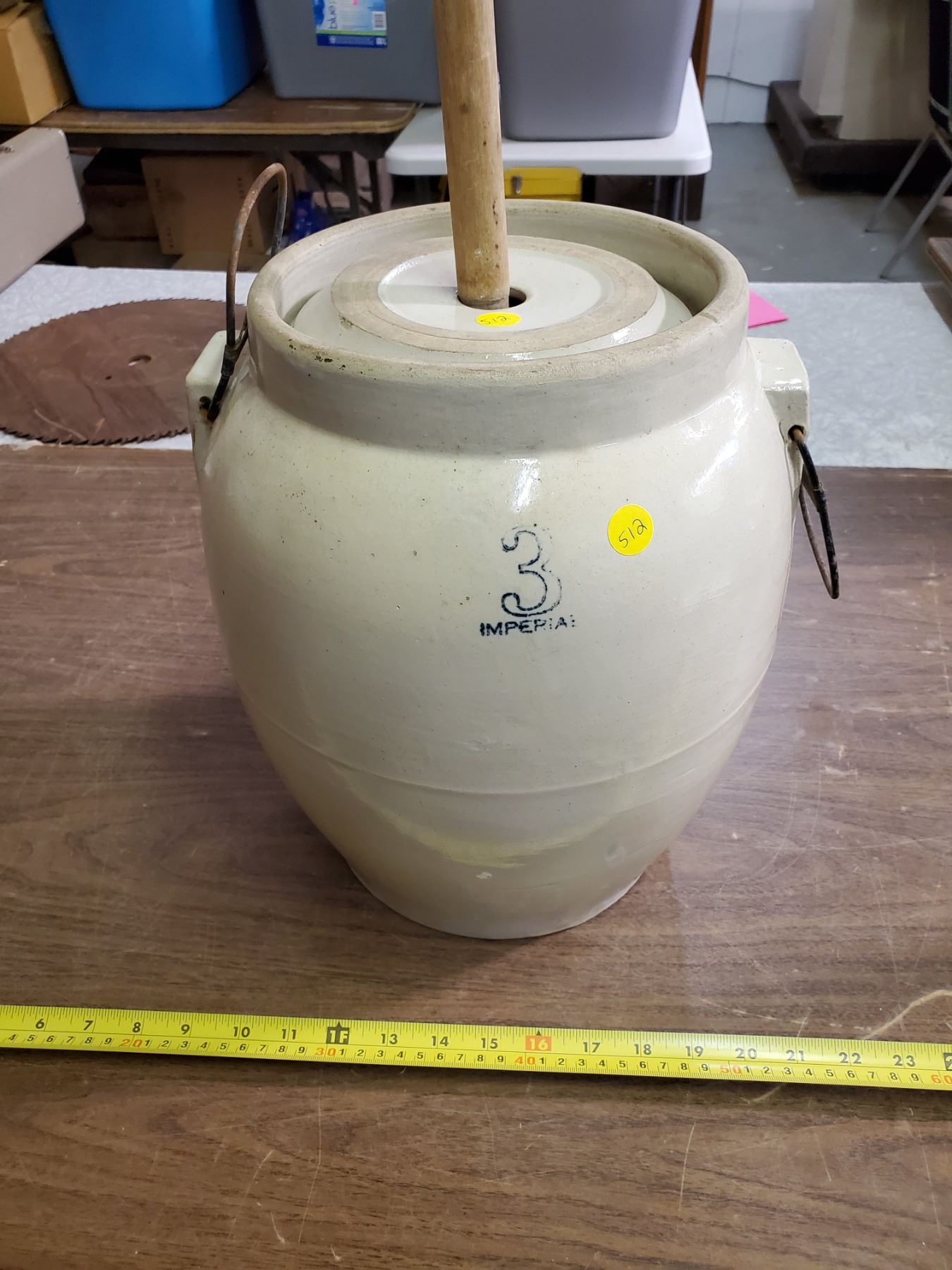 3 GALLON BUTTER CHURN W/ LID & WOODEN PADDLE