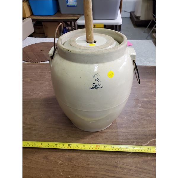 3 GALLON BUTTER CHURN W/ LID & WOODEN PADDLE