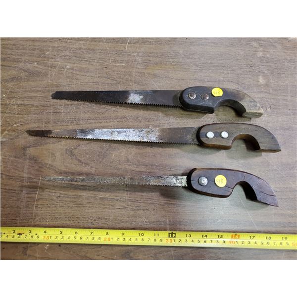 3 WOODEN HANDLE DRYWALL SAWS