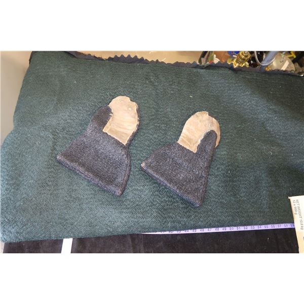 Hide blanket 56"×56", Hide/Leather Mitts (Possibly Buffalo?)