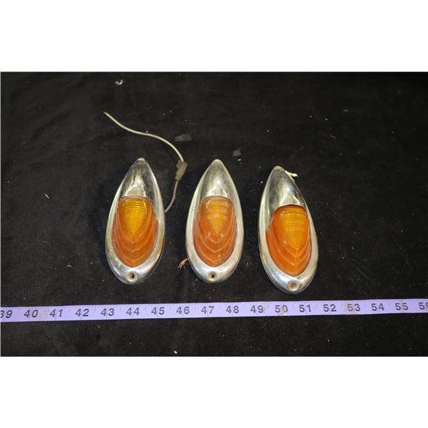Lot of 3 Vintage Signal Light Housing/Lenses
