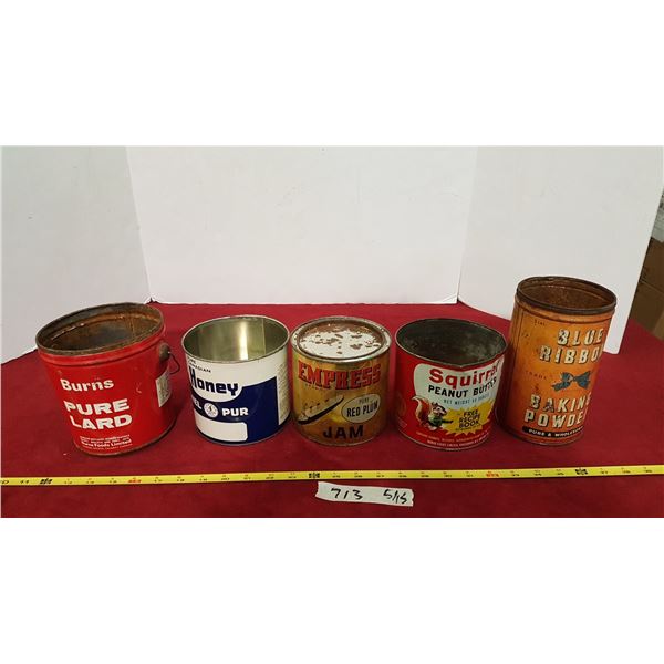 5 Vintage Food Tins