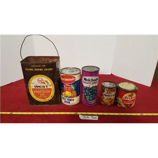 5 Vintage Food Tins