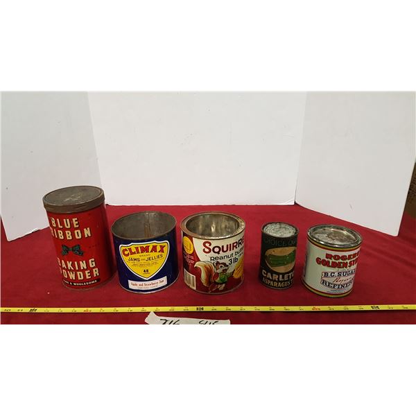 5 Vintage Food Tins