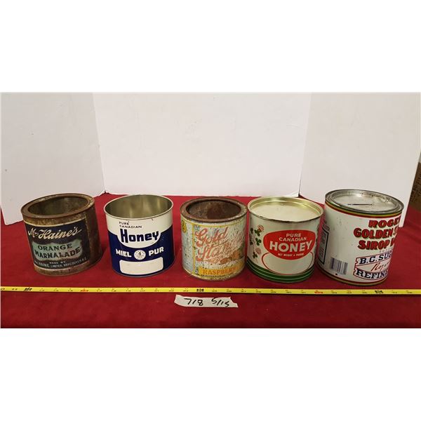 5 Vintage Food Tins
