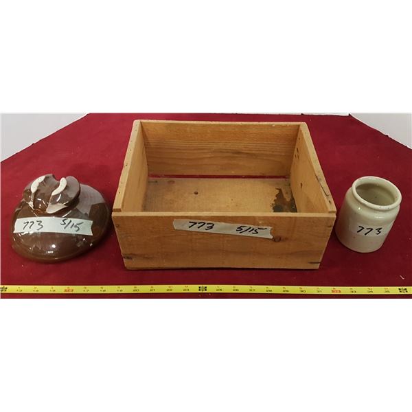 2 Crock Pieces & Crate