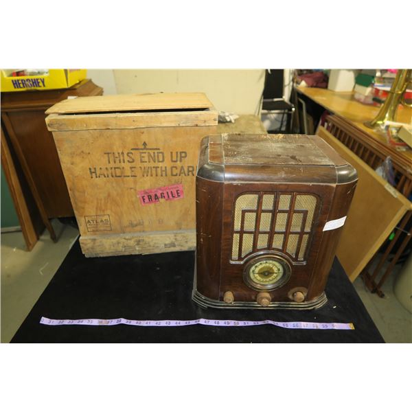 Vintage Radio & Shipping Crate