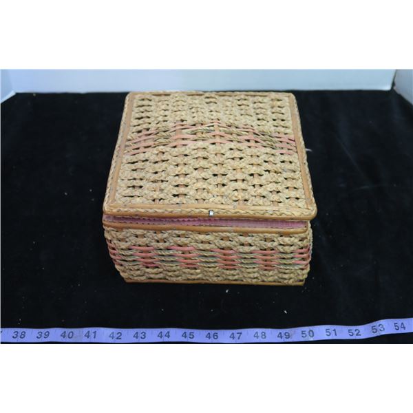 Vintage Weaved Sewing Box + Contents
