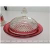 Image 3 : Butter dish & salt and pepper ruby edge diamond point