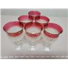 Image 1 : 6 wine glasses ruby edge diamond point