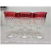 Image 2 : 6 wine glasses ruby edge diamond point
