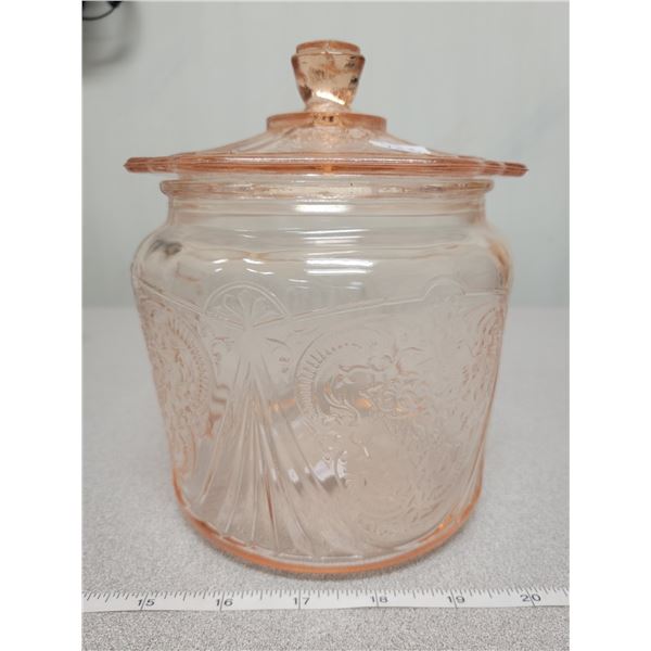 Depression glass biscuit barrel