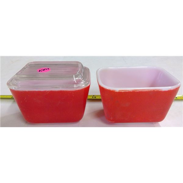 2 - Pyrex Red Fridge Bowls