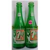 Image 1 : 2 - Vintage 7oz 7Up Bottles Green