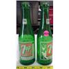 Image 2 : 2 - Vintage 7oz 7Up Bottles Green