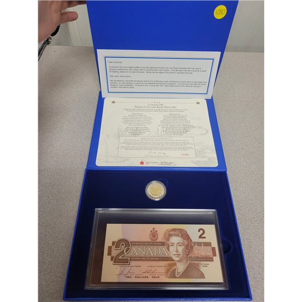 1996 Canada's $2 proof coin & bank note set