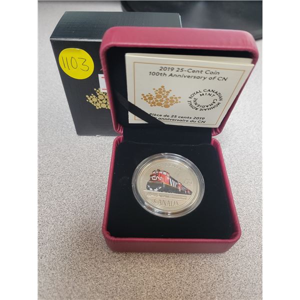 2019 25¢ coin 100th anniversary of CN