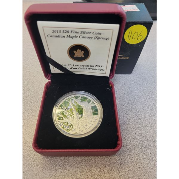 2014 $20 fine silver coin - Maple Canopy  - Spring Splendour