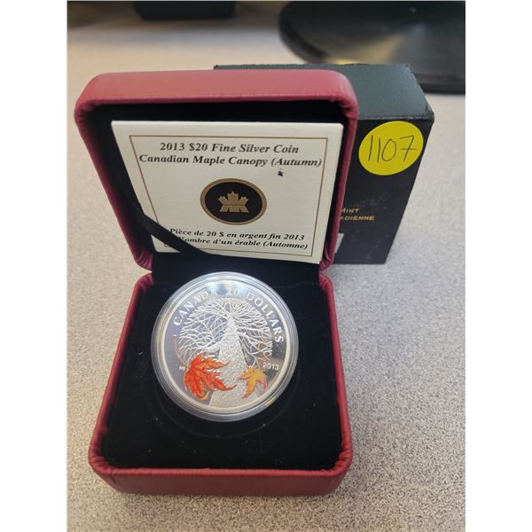 2013 $20 fine silver coin - Canadian Maple Canopy (Autumn)