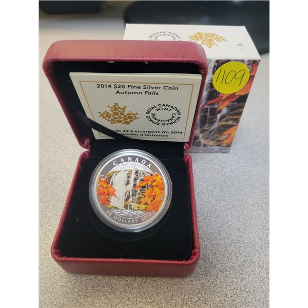 2014 $20 fine silver coin (99.99% pure) Autumn Falls