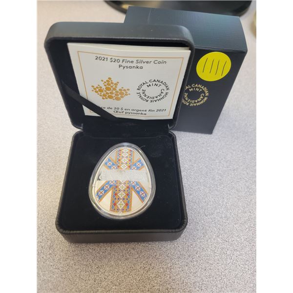 2021 $20 FINE SILVER COIN - Pysanka (99.99% pure)
