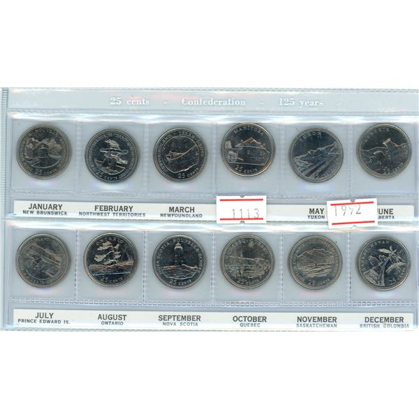 Canada 1992 125th Anniversary Canada as a nation set of 12 unciculated coins