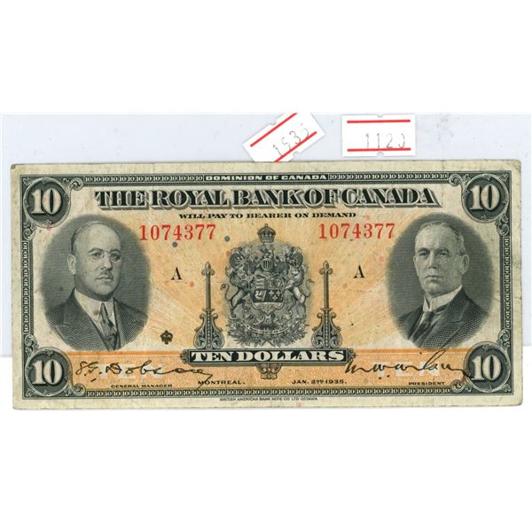 1935 Royal Bank of Canada $10 note