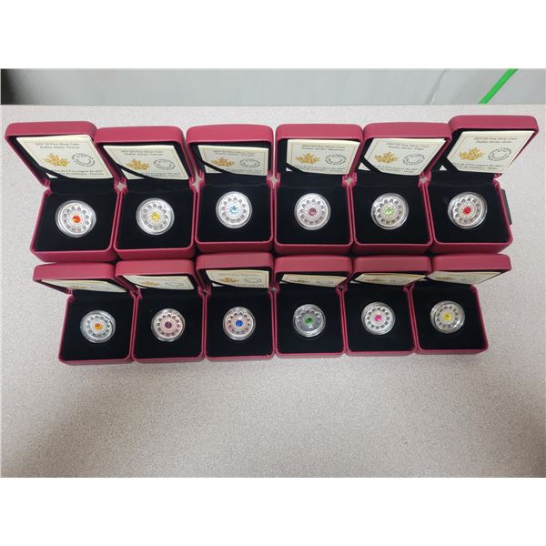Set of 12 2017 $3.00 fine silver 'Zodiac Series' coins - 99.99% pure