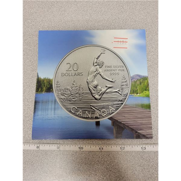 2014 $20 for $20 fine silver Swimming coin Canada