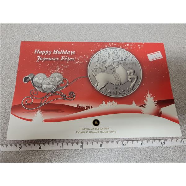 2012 $20 for $20 fine silver Happy Holidays Reindeer Canada