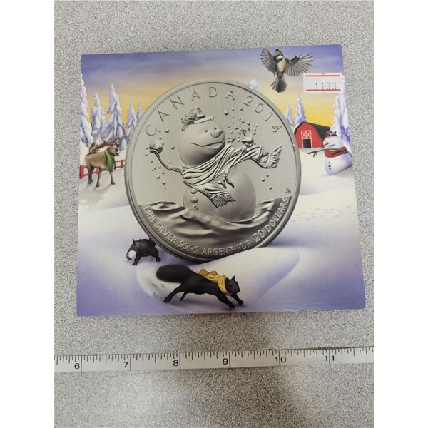 2014 $20 for $20 fine silver Snow Man Canada