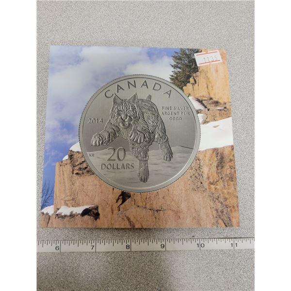 2014 $20 for $20 fine silver Bobcat coin Canada