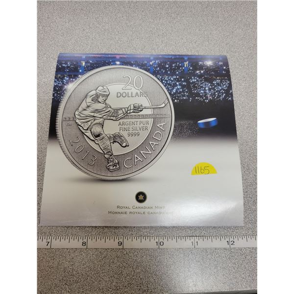 2013 $20 fine silver coin - Hockey