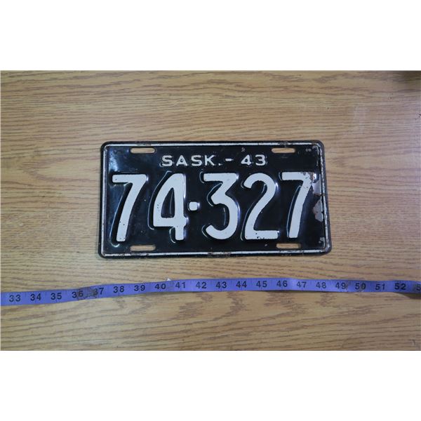 1943 Saskatchewan Licence Plate