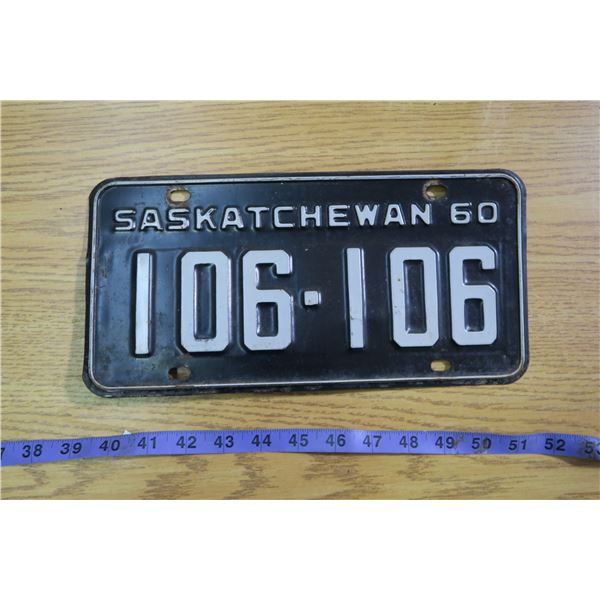 1960 Saskatchewan Licence Plate