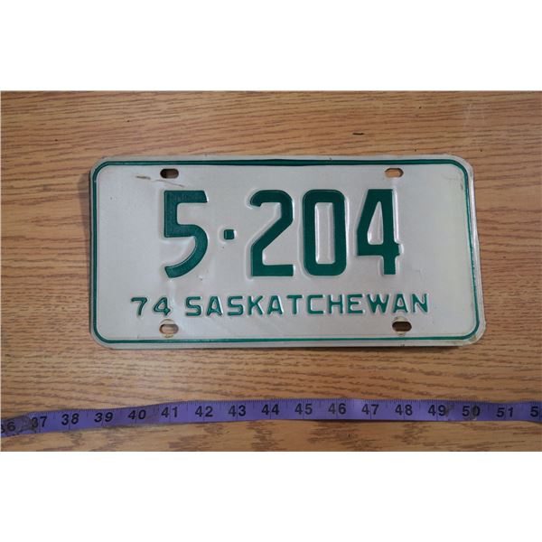 1974 Saskatchewan Licence Plate