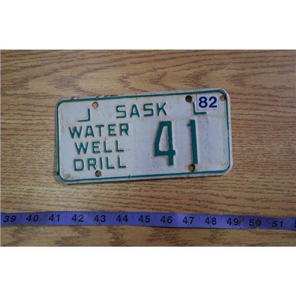 Saskatchewan Well Water Drill Licence Plate